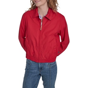 image:imageNautica Womens Long Sleeve Cotton Collared Zip Front JacketScarlet