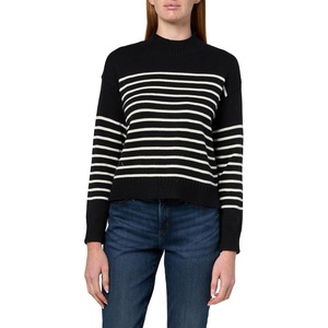 image:imageNautica Womens Long Sleeve Pullover Mockneck SweaterBlackWhite Swan