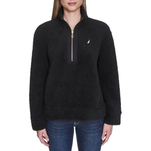 image:imageNautica Womens Mockneck Fleece Sweater PulloverBlack