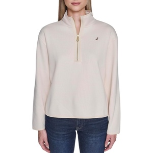 image:imageNautica Womens Mockneck Zip Up Fleece JacketNew White Swan