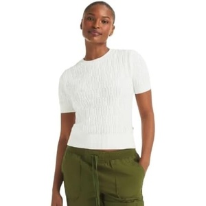 image:imageNautica Womens Short Sleeve Crew Neck Cable Solid SweaterBright White