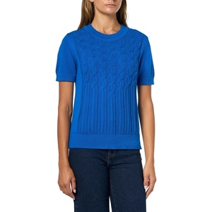 image:imageNautica Womens Short Sleeve Crew Neck Cable Solid SweaterCerulean
