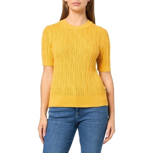 image:imageNautica Womens Short Sleeve Crew Neck Cable Solid SweaterDeep Maize