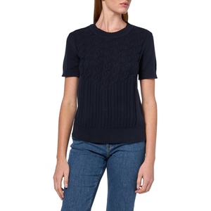 image:imageNautica Womens Short Sleeve Crew Neck Cable Solid SweaterNight Sky