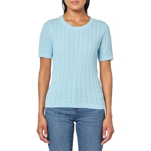 image:imageNautica Womens Short Sleeve Crew Neck Cable Solid SweaterPorcelain Blue