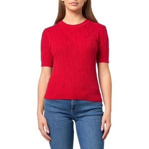 image:imageNautica Womens Short Sleeve Crew Neck Cable Solid SweaterScarlet
