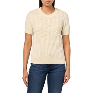 image:imageNautica Womens Short Sleeve Crew Neck Cable Solid SweaterWhite Swan
