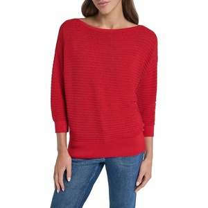 image:imageNautica Womens Short Sleeve Lurex VNeck PulloverScarlet