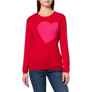 image:imageNautica Womens Soft Heart Long Sleeve Crewneck SweaterScarletAster Pink