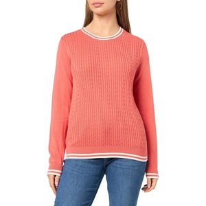 image:imageNautica Womens Solid Cable Long Sleeve Tipped SweaterCoralieIvory