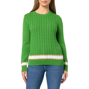 image:imageNautica Womens Solid Cable Long Sleeve Tipped SweaterNew Leaf Multi