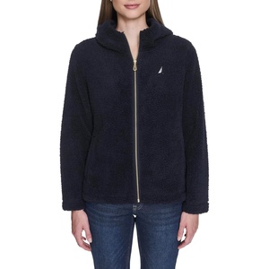 image:imageNautica Womens Solid Sherpa Zipup Hoodie JacketNight Sky