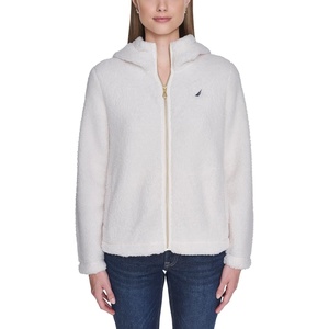 image:imageNautica Womens Solid Sherpa Zipup Hoodie JacketSoft Ivory
