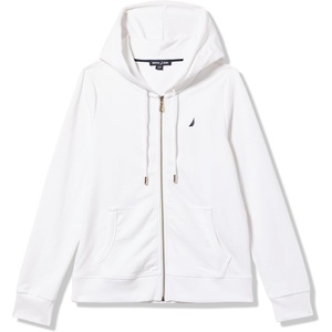 image:imageNautica Womens Solid Zipper Long Sleeve Hoodie SweatshirtBright White