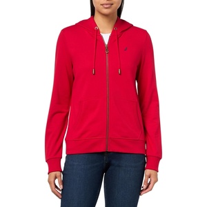 image:imageNautica Womens Solid Zipper Long Sleeve Hoodie SweatshirtScarlet