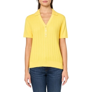 image:imageNautica Womens VNeck Cable Polo Long SleeveLemon Zest