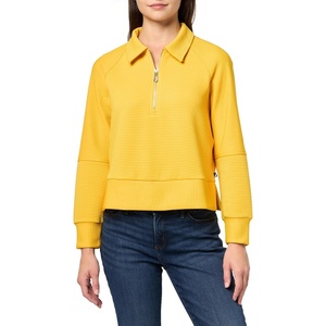 image:imageNautica Womens Zipper Collared Ribbed Pullover SweatshirtDeep Maize