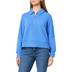 image:imageNautica Womens Zipper Collared Ribbed Pullover SweatshirtFrench Blue