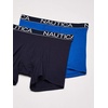 image:imageNautica Mens 3Pack Classic Cotton Stretch Boxer BriefsSea CobaltPeacoatSail Print Nautica Red
