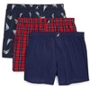 image:imageNautica Mens Classic Cotton 3Pack Woven BoxersPeacoatWinter Plaid RedHoliday Sailboats Peacoat
