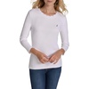 image:imageNautica Womens 34 Sleeve Length Cotton Solid Scalloped Knit TopBright White