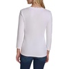 image:imageNautica Womens 34 Sleeve Length Cotton Solid Scalloped Knit TopBright White