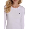 image:imageNautica Womens 34 Sleeve Length Cotton Solid Scalloped Knit TopBright White