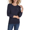 image:imageNautica Womens 34 Sleeve Length Cotton Solid Scalloped Knit TopNight Sky