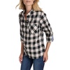 image:imageNautica Womens Button Front Long Sleeve Roll Tab ShirtBlackWhite Swan