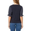 image:imageNautica Womens Knit Short Sleeve Puff Sleeve Mixed Media Knit TopNight Sky