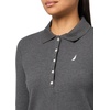 image:imageNautica Womens Long Sleeve Solid Collared Polo ShirtCharcoal Heather