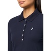 image:imageNautica Womens Long Sleeve Solid Collared Polo ShirtNight Sky