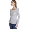 image:imageNautica Womens Long Sleeve Striped Scoop Neck TShirtBright WhiteNight Sky