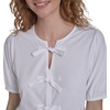 image:imageNautica Womens Short Sleeve Peplum Solid Bow Detail TopBright White