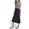 image:imageNautica Womens Sleeveless Midi Mixed Media Striped DressNight Sky Bright White