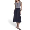 image:imageNautica Womens Sleeveless Midi Mixed Media Striped DressNight Sky Bright White