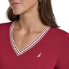 image:imageNautica Womens Solid VNeck Short Sleeve TShirt ShirtCrimson