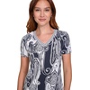 image:imageNautica Womens Stripe VNeck Short Sleeve TShirtNight SkyBright White