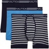 image:imageNautica Mens Classic Cotton 3Pack Boxer BriefsPeacoatAero BlueStripe Heather Grey Peacoat