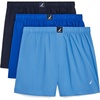 image:imageNautica Mens Classic Cotton 3Pack Woven BoxersPeacoatSea CobaltAero Blue White J Class Logo