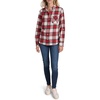 image:imageNautica Womens Button Front Long Sleeve Roll Tab ShirtWhite SwanHaute Red
