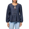 image:imageNautica Womens Long Sleeve Chambray Popover Denim TopDark Azure