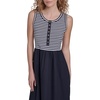 image:imageNautica Womens Sleeveless Midi Mixed Media Striped DressNight Sky Bright White