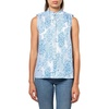 image:imageNautica Womens Sleeveless Pintuck Ruffle Neck Tile Print ShirtIvory Multi