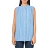image:imageNautica Womens Sleeveless Pintuck Ruffle Neck Tile Print Striped ShirtPacificBright White