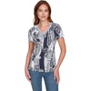 image:imageNautica Womens Stripe VNeck Short Sleeve TShirtNight SkyBright White