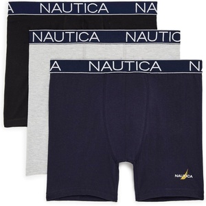 image:imageNautica Mens 3pack Cotton Stretch Limited Edition Boxer BriefsHeather GreyPeacoatBlack