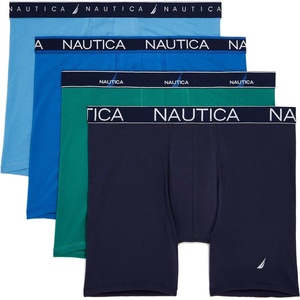 image:imageNautica Mens 4 Pack Limited Edition Cotton Stretch Boxer BriefsAero BluePro BluePepper GreenPeacoatassorted Wb