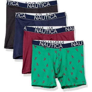 image:imageNautica Mens 4 Pack Micro Boxer BriefsBlackPeacoatTawny PortLobster Print