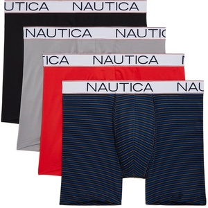 image:imageNautica Mens 4 Pack Micro Boxer BriefsBlackSharkfin GreyBright RedStripe